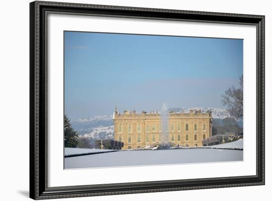 South Front of Chatsworth House Seen from Beyond the Emperor Fountain, Derbyshire-null-Framed Photographic Print