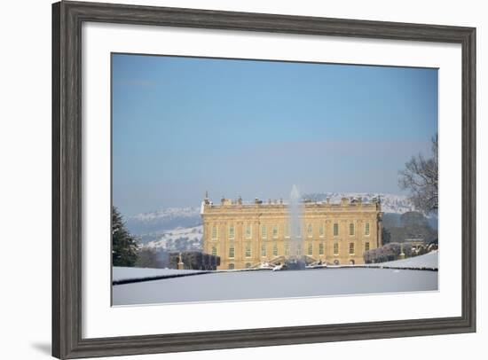 South Front of Chatsworth House Seen from Beyond the Emperor Fountain, Derbyshire-null-Framed Photographic Print