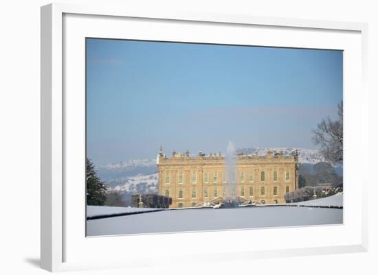 South Front of Chatsworth House Seen from Beyond the Emperor Fountain, Derbyshire-null-Framed Photographic Print