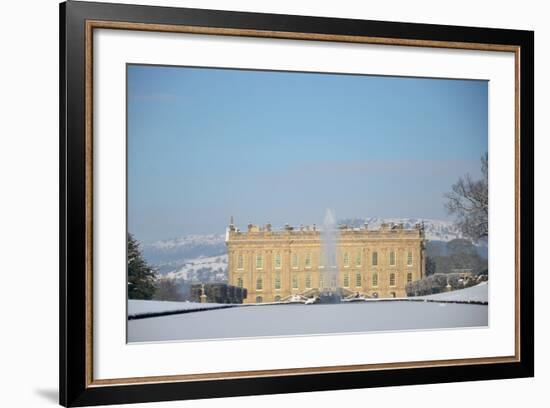 South Front of Chatsworth House Seen from Beyond the Emperor Fountain, Derbyshire-null-Framed Photographic Print