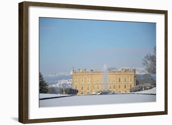 South Front of Chatsworth House Seen from Beyond the Emperor Fountain, Derbyshire-null-Framed Photographic Print