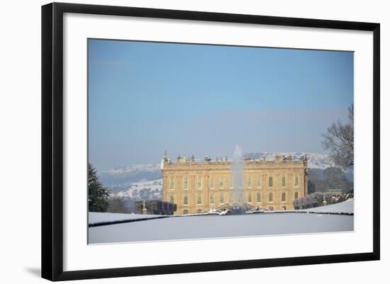 South Front of Chatsworth House Seen from Beyond the Emperor Fountain, Derbyshire-null-Framed Photographic Print