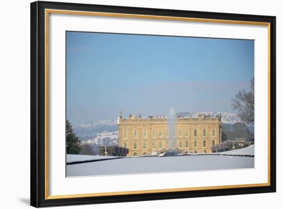 South Front of Chatsworth House Seen from Beyond the Emperor Fountain, Derbyshire-null-Framed Photographic Print