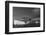 South Georgia Island. Black and white Landscape with Icebergs, mountain, snow and clouds.-Howie Garber-Framed Photographic Print