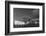 South Georgia Island. Black and white Landscape with Icebergs, mountain, snow and clouds.-Howie Garber-Framed Photographic Print