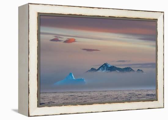South Georgia Island. Cooper Island and Blue Iceberg rise out of the fog.-Howie Garber-Framed Premier Image Canvas