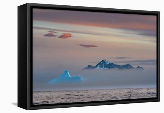 South Georgia Island. Cooper Island and Blue Iceberg rise out of the fog.-Howie Garber-Framed Premier Image Canvas