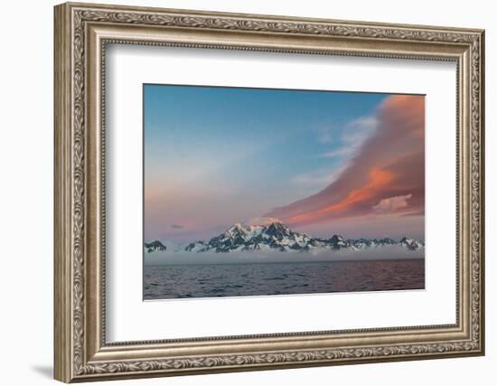 South Georgia Island. Landscape of curved orange cloud at sunrise-Howie Garber-Framed Photographic Print