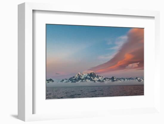 South Georgia Island. Landscape of curved orange cloud at sunrise-Howie Garber-Framed Photographic Print