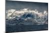South Georgia Island. Opening in clouds and Virga reveal the mountainous and glaciated landscape.-Howie Garber-Mounted Photographic Print