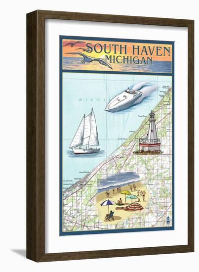 South Haven, Michigan - Nautical Chart-Lantern Press-Framed Art Print