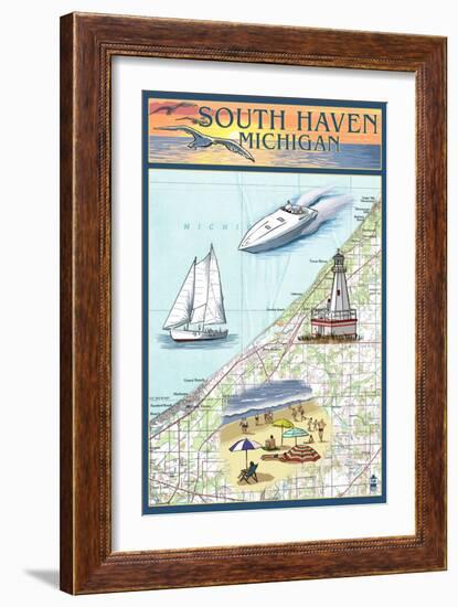 South Haven, Michigan - Nautical Chart-Lantern Press-Framed Art Print