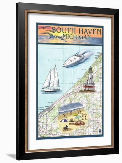 South Haven, Michigan - Nautical Chart-Lantern Press-Framed Art Print