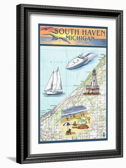 South Haven, Michigan - Nautical Chart-Lantern Press-Framed Art Print