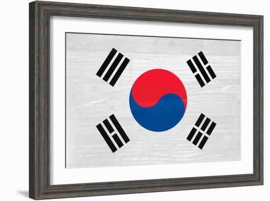 South Korea Flag Design with Wood Patterning - Flags of the World Series-Philippe Hugonnard-Framed Art Print