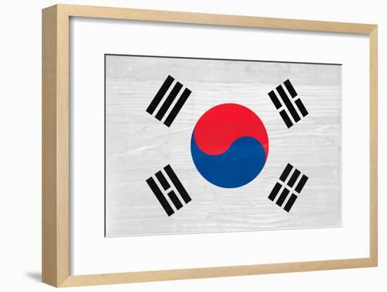 South Korea Flag Design with Wood Patterning - Flags of the World Series-Philippe Hugonnard-Framed Art Print