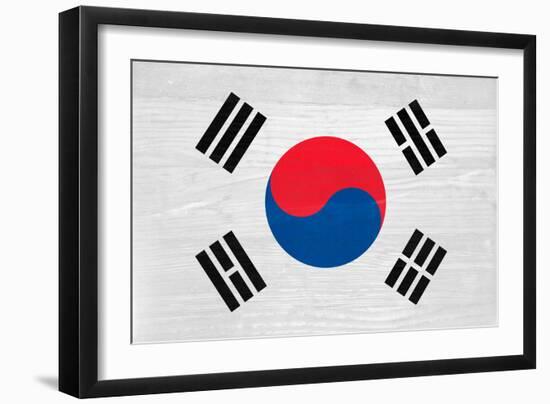 South Korea Flag Design with Wood Patterning - Flags of the World Series-Philippe Hugonnard-Framed Art Print