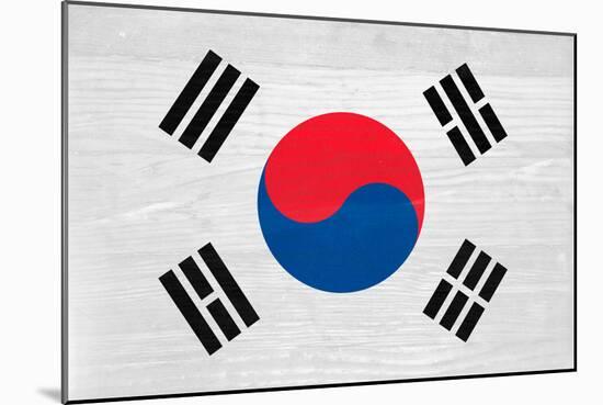 South Korea Flag Design with Wood Patterning - Flags of the World Series-Philippe Hugonnard-Mounted Art Print