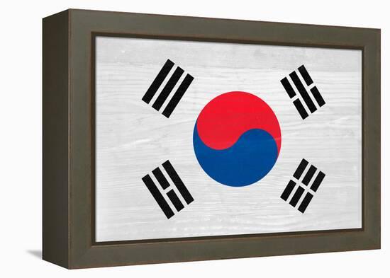 South Korea Flag Design with Wood Patterning - Flags of the World Series-Philippe Hugonnard-Framed Stretched Canvas