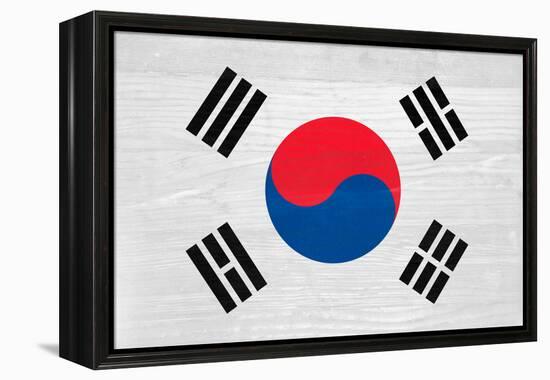 South Korea Flag Design with Wood Patterning - Flags of the World Series-Philippe Hugonnard-Framed Stretched Canvas