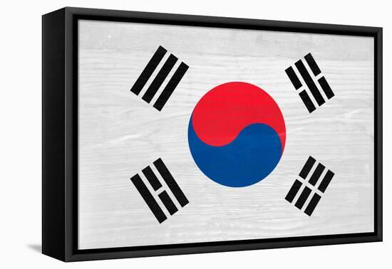 South Korea Flag Design with Wood Patterning - Flags of the World Series-Philippe Hugonnard-Framed Stretched Canvas