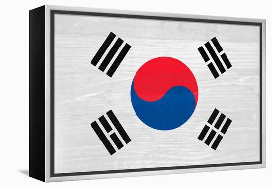 South Korea Flag Design with Wood Patterning - Flags of the World Series-Philippe Hugonnard-Framed Stretched Canvas