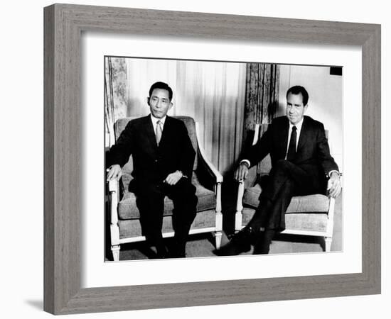 South Korean President Park Chung Hee and President Richard Nixon-null-Framed Photo