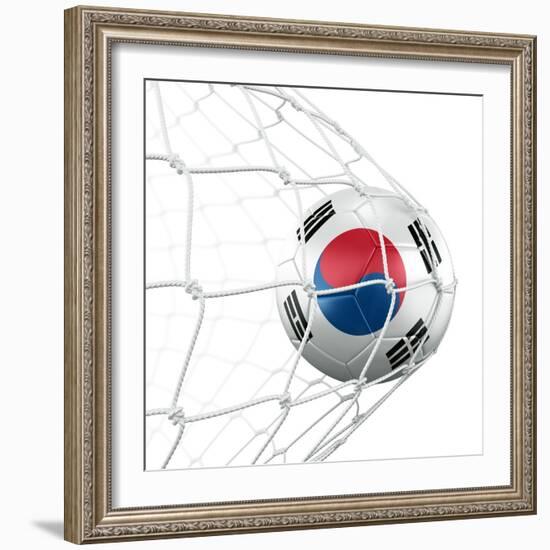 South Korean Soccer Ball in a Net-zentilia-Framed Art Print