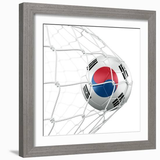 South Korean Soccer Ball in a Net-zentilia-Framed Art Print