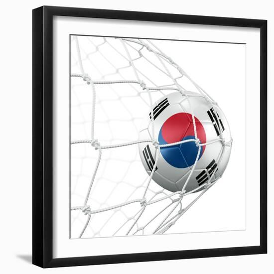 South Korean Soccer Ball in a Net-zentilia-Framed Art Print