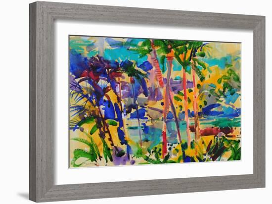 South Maui, Hawaii, 2023 (Watercolour)-Peter Graham-Framed Giclee Print