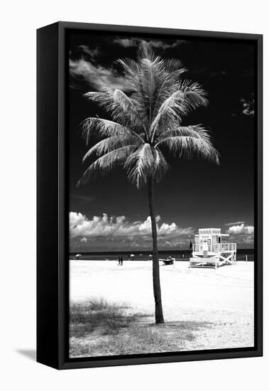 South Miami Beach Landscape with Life Guard Station - Florida - USA-Philippe Hugonnard-Framed Premier Image Canvas