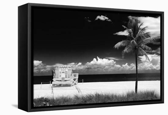 South Miami Beach Landscape with Life Guard Station - Florida-Philippe Hugonnard-Framed Premier Image Canvas