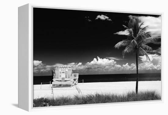 South Miami Beach Landscape with Life Guard Station - Florida-Philippe Hugonnard-Framed Premier Image Canvas