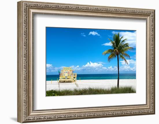 South Miami Beach Landscape with Life Guard Station - Florida-Philippe Hugonnard-Framed Photographic Print