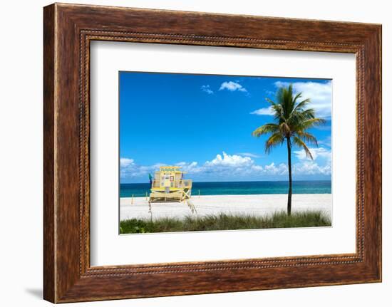 South Miami Beach Landscape with Life Guard Station - Florida-Philippe Hugonnard-Framed Photographic Print