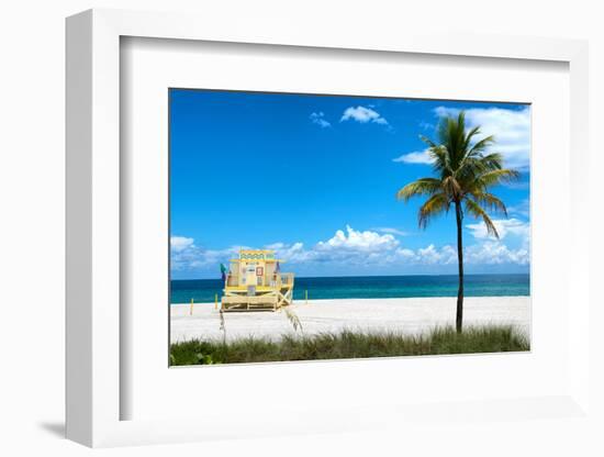 South Miami Beach Landscape with Life Guard Station - Florida-Philippe Hugonnard-Framed Photographic Print