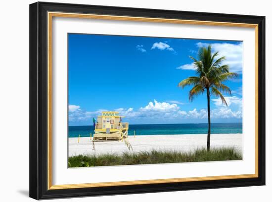 South Miami Beach Landscape with Life Guard Station - Florida-Philippe Hugonnard-Framed Photographic Print