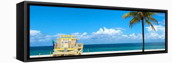 South Miami Beach Landscape with Life Guard Station - Florida-Philippe Hugonnard-Framed Premier Image Canvas