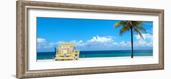 South Miami Beach Landscape with Life Guard Station - Florida-Philippe Hugonnard-Framed Photographic Print