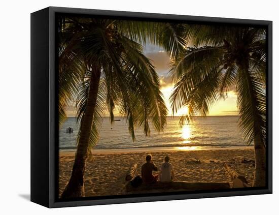 South Pacific, Fiji, Kadavu, Conservation Volunteers Watching the Sunset-Paul Harris-Framed Premier Image Canvas