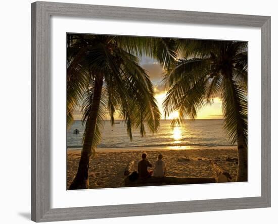 South Pacific, Fiji, Kadavu, Conservation Volunteers Watching the Sunset-Paul Harris-Framed Photographic Print