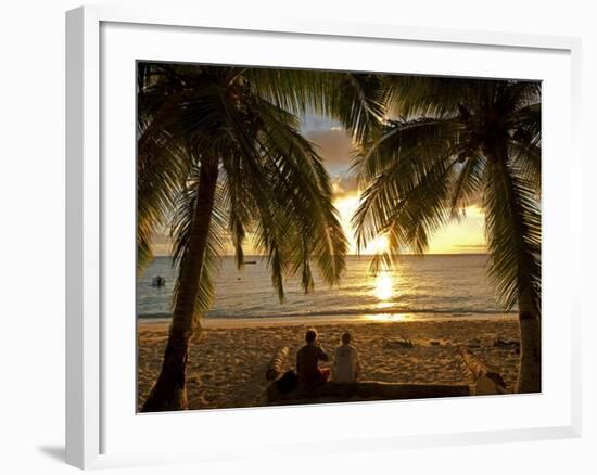 South Pacific, Fiji, Kadavu, Conservation Volunteers Watching the Sunset-Paul Harris-Framed Photographic Print