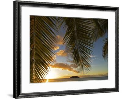 South Pacific, Fiji, Kadavu, Sunset Through Plams from the Beach on ...