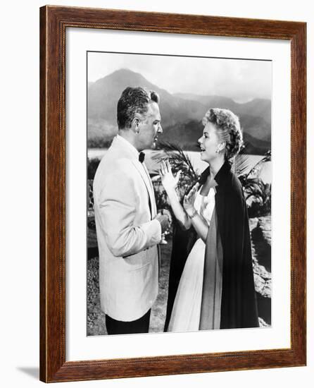 South Pacific, from Left, Rossano Brazzi, Mitzi Gaynor, 1958-null-Framed Photo