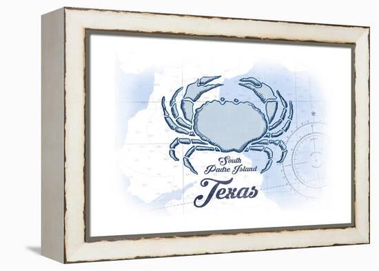 South Padre Island, Texas - Crab - Blue - Coastal Icon-Lantern Press-Framed Stretched Canvas