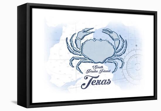 South Padre Island, Texas - Crab - Blue - Coastal Icon-Lantern Press-Framed Stretched Canvas