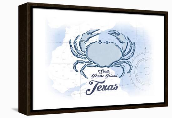 South Padre Island, Texas - Crab - Blue - Coastal Icon-Lantern Press-Framed Stretched Canvas