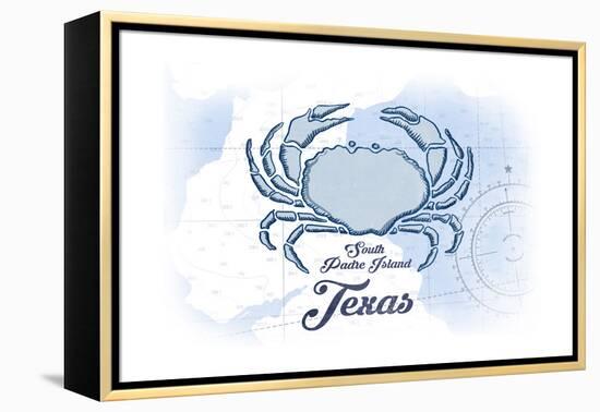 South Padre Island, Texas - Crab - Blue - Coastal Icon-Lantern Press-Framed Stretched Canvas