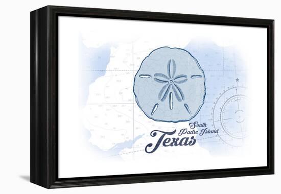 South Padre Island, Texas - Sand Dollar - Blue - Coastal Icon-Lantern Press-Framed Stretched Canvas